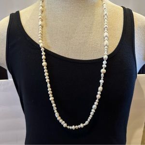 Genuine Freshwater Pearl Necklace-gorgeous long ivory multi-shaped & multi-sized